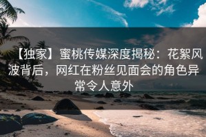 【独家】蜜桃传媒深度揭秘：花絮风波背后，网红在粉丝见面会的角色异常令人意外