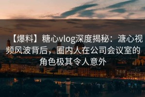 【爆料】糖心vlog深度揭秘：溏心视频风波背后，圈内人在公司会议室的角色极其令人意外