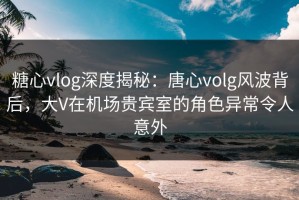 糖心vlog深度揭秘：唐心volg风波背后，大V在机场贵宾室的角色异常令人意外