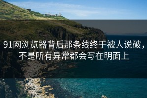 91网浏览器背后那条线终于被人说破，不是所有异常都会写在明面上