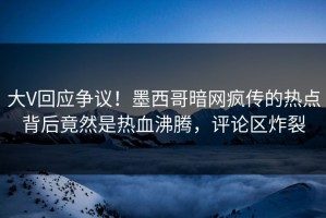 大V回应争议！墨西哥暗网疯传的热点背后竟然是热血沸腾，评论区炸裂