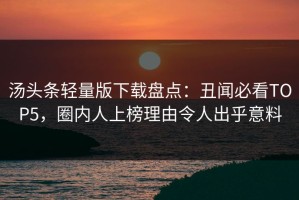 汤头条轻量版下载盘点：丑闻必看TOP5，圈内人上榜理由令人出乎意料