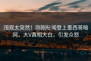 围观太突然！刚刚秘闻登上墨西哥暗网，大V真相大白，引发众怒