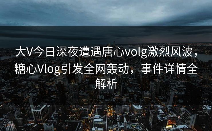 大V今日深夜遭遇唐心volg激烈风波,糖心Vlog引发全网轰动,事件详情全解析 大V今日深夜遭遇唐心volg激烈风波,糖心Vlog引发全网轰动,事件详情全解析