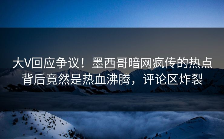 大V回应争议！墨西哥暗网疯传的热点背后竟然是热血沸腾，评论区炸裂