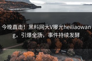 今晚直击！黑料网大V曝光heiliaowang，引爆全场，事件持续发酵