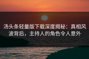 汤头条轻量版下载深度揭秘：真相风波背后，主持人的角色令人意外