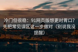 冷门但很稳：91网页版想更对胃口？先把常见误区这一步做对（别说我没提醒）