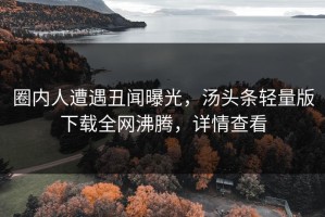 圈内人遭遇丑闻曝光，汤头条轻量版下载全网沸腾，详情查看