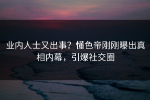 业内人士又出事？懂色帝刚刚曝出真相内幕，引爆社交圈