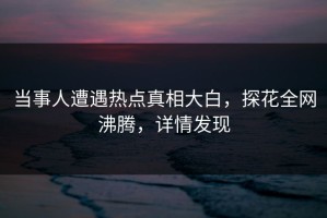 当事人遭遇热点真相大白，探花全网沸腾，详情发现