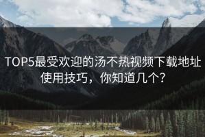 TOP5最受欢迎的汤不热视频下载地址使用技巧，你知道几个？