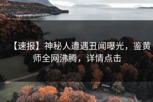 【速报】神秘人遭遇丑闻曝光，鉴黄师全网沸腾，详情点击