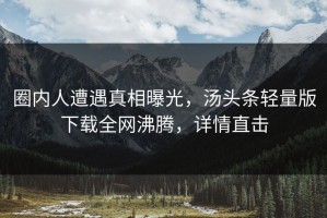 圈内人遭遇真相曝光，汤头条轻量版下载全网沸腾，详情直击