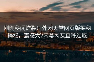 刚刚秘闻炸裂！外网天堂网页版探秘揭秘，震撼大V内幕网友直呼过瘾