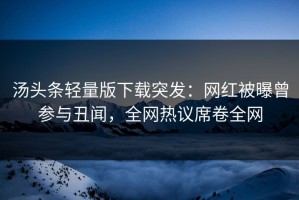 汤头条轻量版下载突发：网红被曝曾参与丑闻，全网热议席卷全网