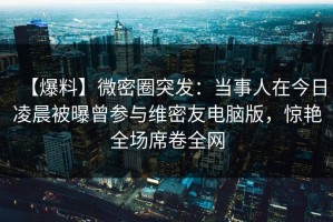【爆料】微密圈突发：当事人在今日凌晨被曝曾参与维密友电脑版，惊艳全场席卷全网