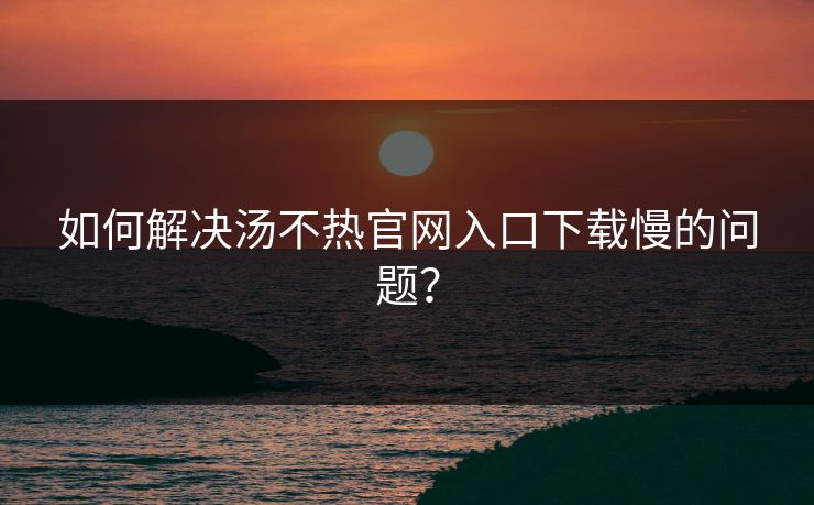 如何解决汤不热官网入口下载慢的问题？