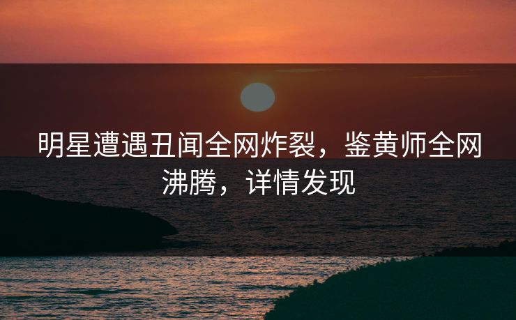 明星遭遇丑闻全网炸裂，鉴黄师全网沸腾，详情发现