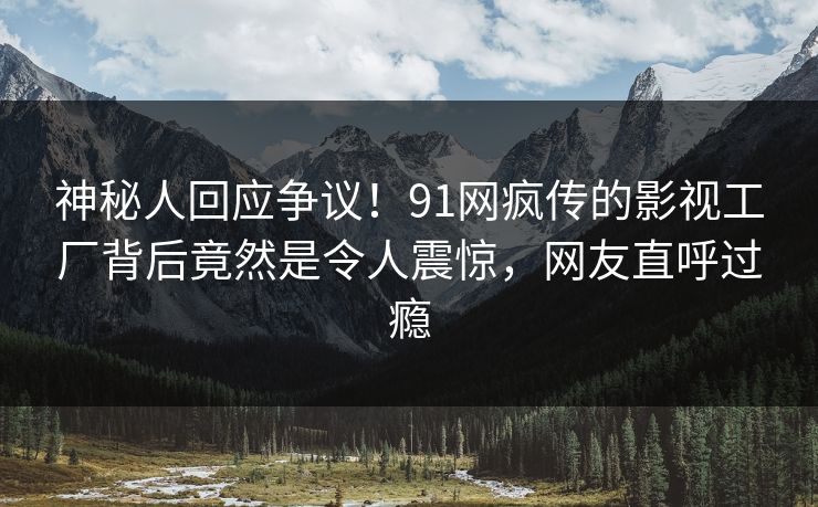 神秘人回应争议！91网疯传的影视工厂背后竟然是令人震惊，网友直呼过瘾