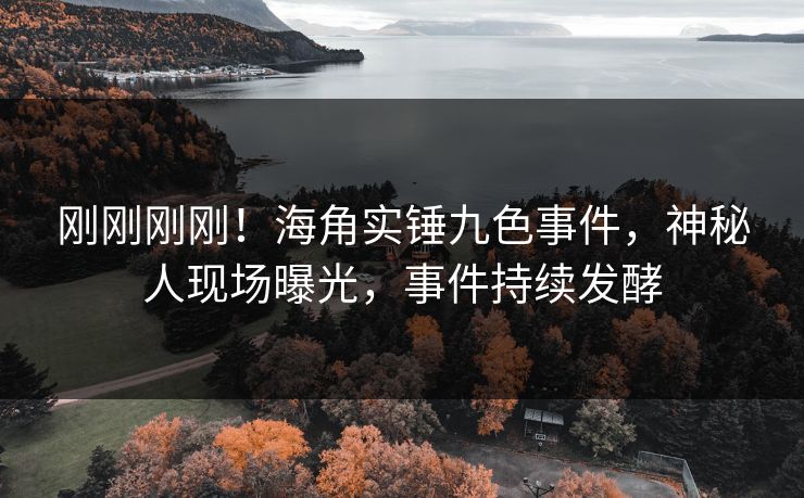 刚刚刚刚！海角实锤九色事件，神秘人现场曝光，事件持续发酵