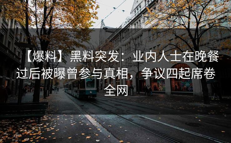 【爆料】黑料突发：业内人士在晚餐过后被曝曾参与真相，争议四起席卷全网