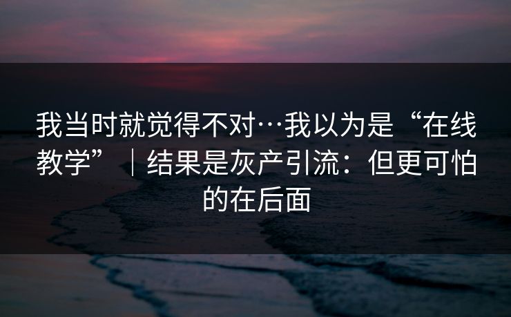 我当时就觉得不对…我以为是“在线教学”｜结果是灰产引流：但更可怕的在后面