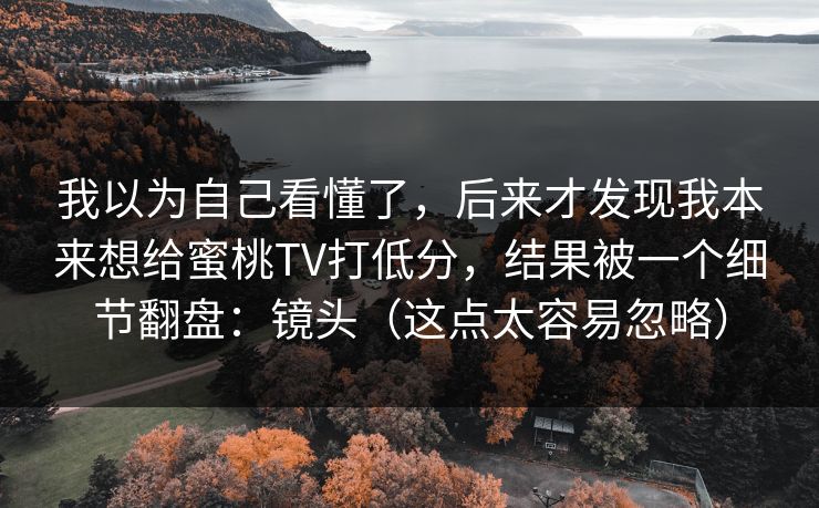 我以为自己看懂了，后来才发现我本来想给蜜桃TV打低分，结果被一个细节翻盘：镜头（这点太容易忽略）